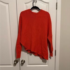 Free People Orange Asymmetrical Sweater